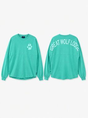 Spirit Jersey Great Wolf Lodge‎ Paw Print Teal Oversized Long Sleeve Top S